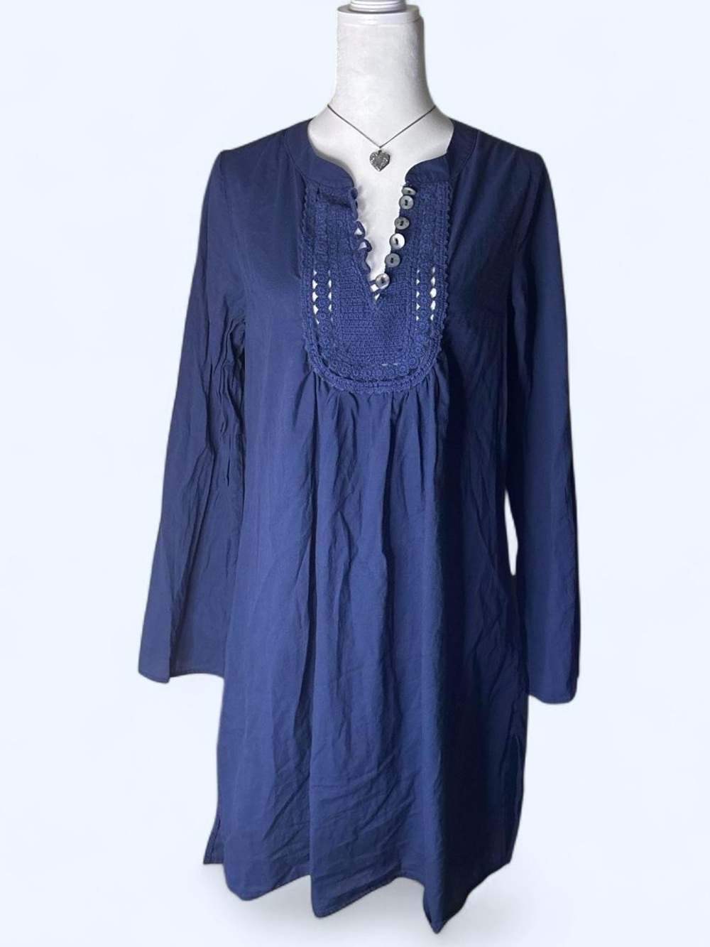 Woo Navy Crochet Tunic Dress top S